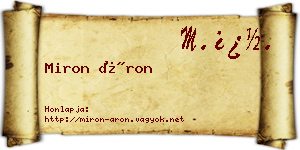 Miron Áron névjegykártya